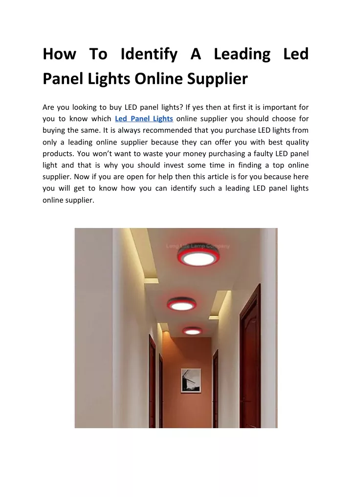 how to identify a leading led panel lights online