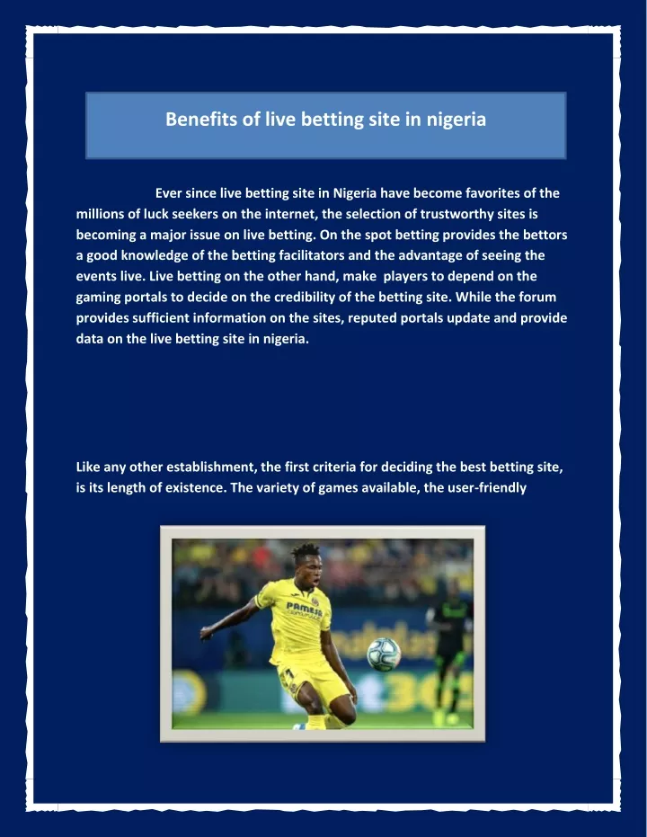 benefits of live betting site in nigeria