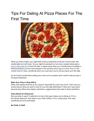 Tips For Dating At Pizza Places For The First Time