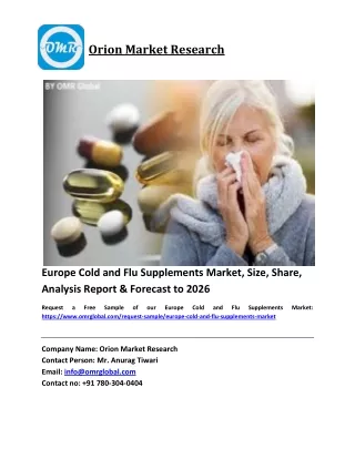 Europe Cold and Flu Supplements Market Growth, Size, Share, Industry Report and Forecast 2020-2026