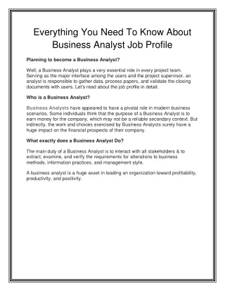 Safejob- Business Analyst