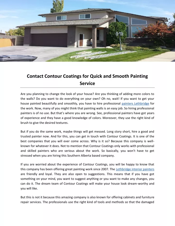 contact contour coatings for quick and smooth
