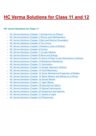 hc verma solutions for class 11 and 12