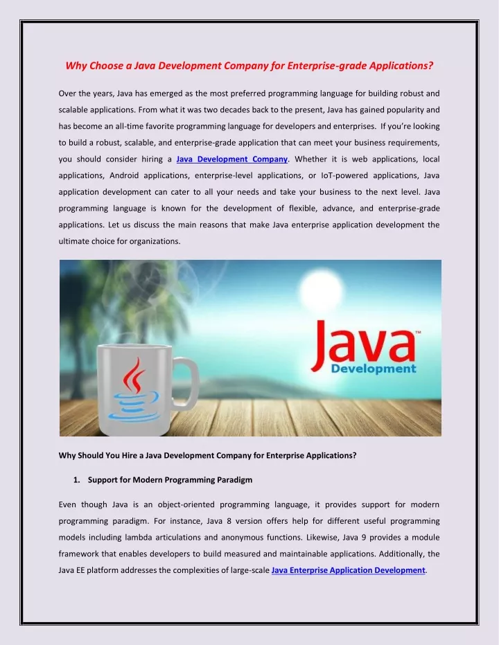 why choose a java development company