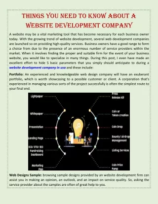 Things You Need To Know About A Website Development Company