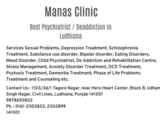 Best Psychiatrist / Deaddiction in Ludhiana