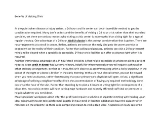 benefits of visiting clinic