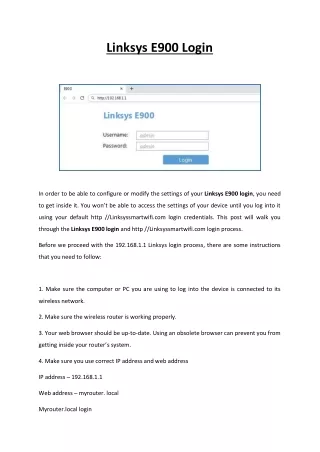 linksys e900 login