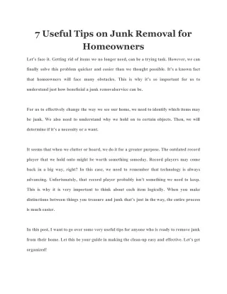 7 useful tips on junk removal for homeowners
