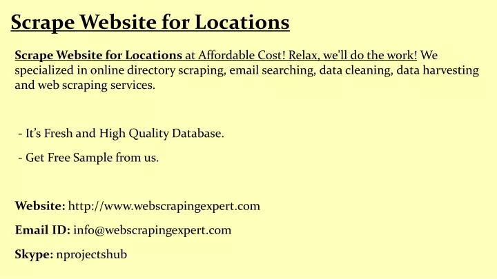 scrape website for locations