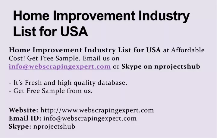 home improvement industry list for usa