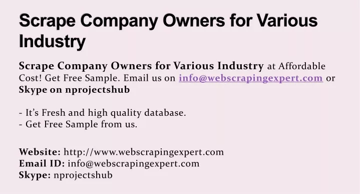 scrape company owners for various industry