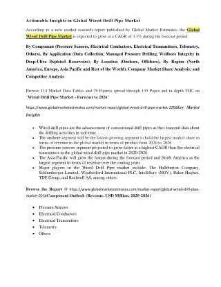 actionable insights in global wired drill pipe