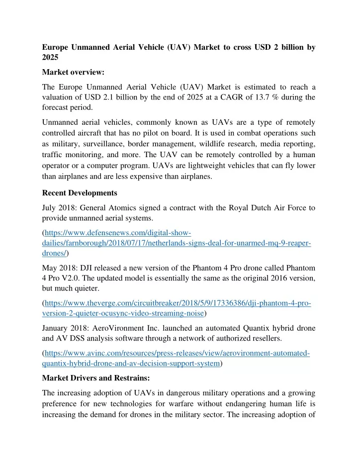 europe unmanned aerial vehicle uav market