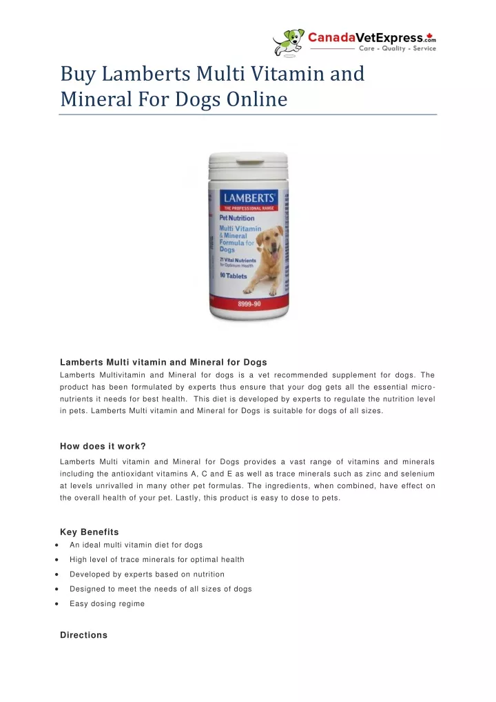 buy lamberts multi vitamin and mineral for dogs