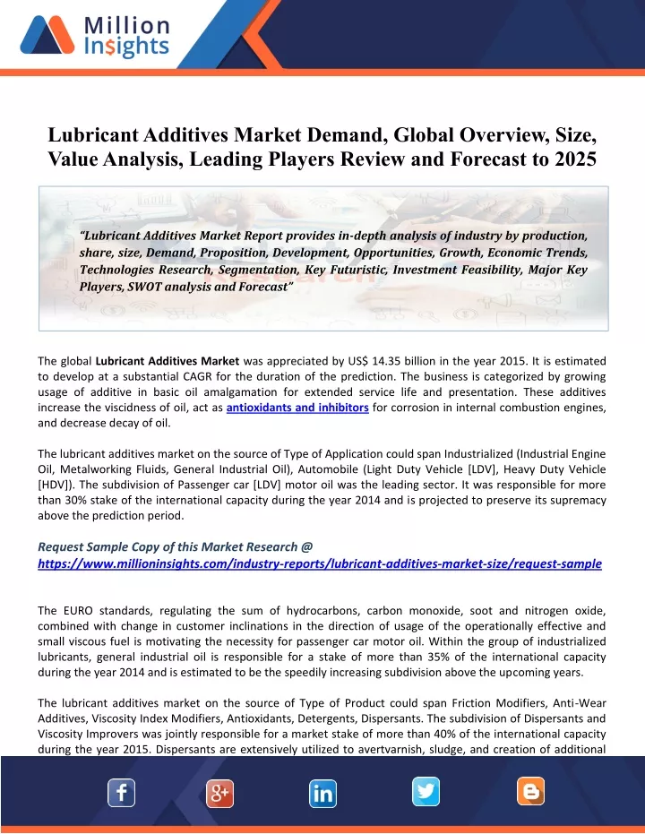 lubricant additives market demand global overview