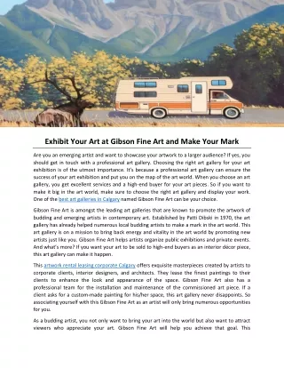 exhibit your art at gibson fine art and make your