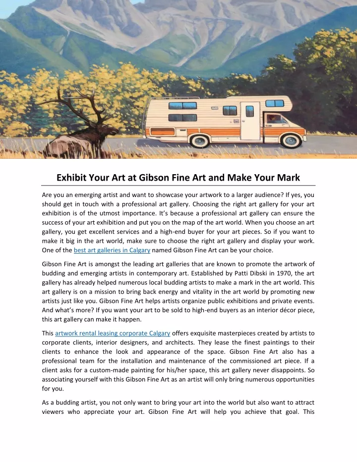exhibit your art at gibson fine art and make your
