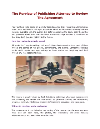 The Purview of Publishing Attorney to Review the Agreement