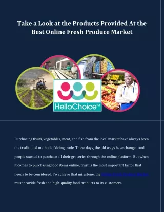 Take a Look at the Products Provided At the Best Online Fresh Produce Market