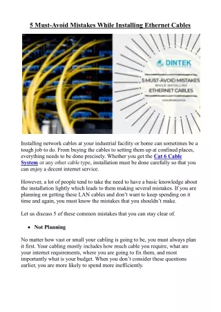 5 must avoid mistakes while installing ethernet