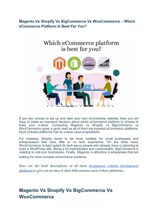 magento vs shopify vs bigcommerce vs woocommerce