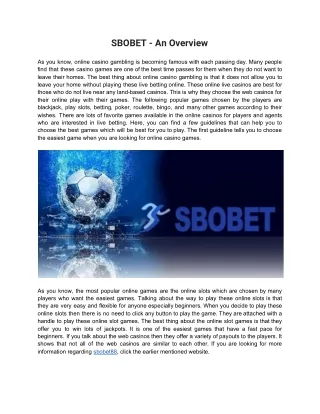 SBOBET - An Overview