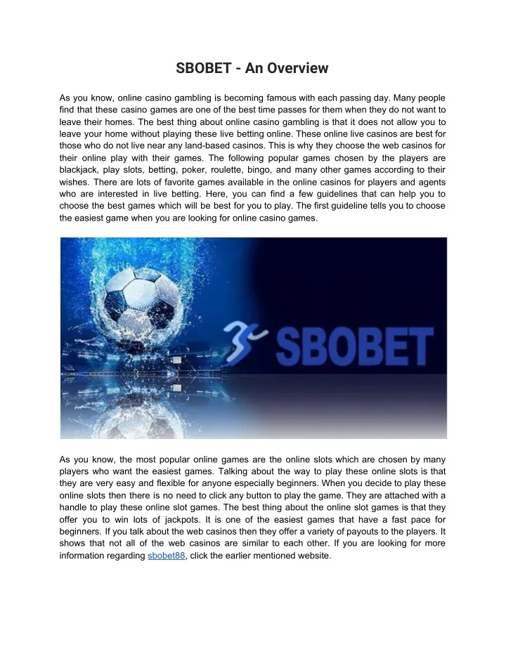 sbobet an overview