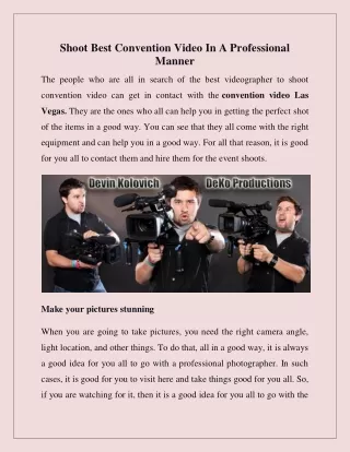 Video Production Services Las Vegas
