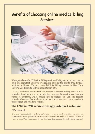 Benefits of choosing online medical billing  Services