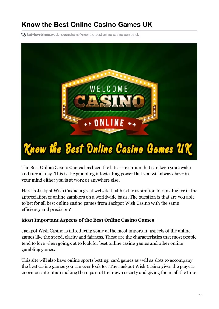 know the best online casino games uk