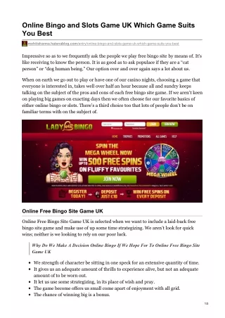 online bingo and slots game uk which game suits