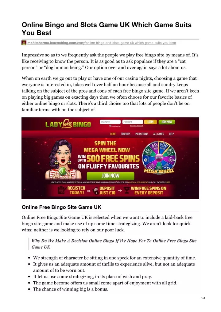 online bingo and slots game uk which game suits