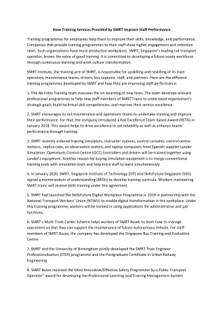 how training services provided by smrt improve
