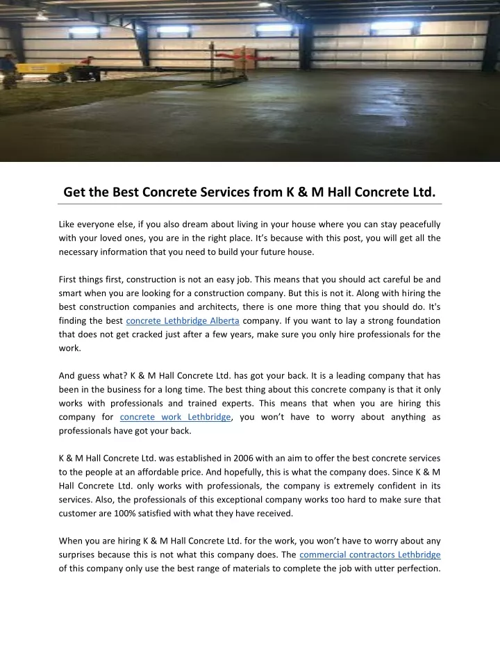 get the best concrete services from k m hall