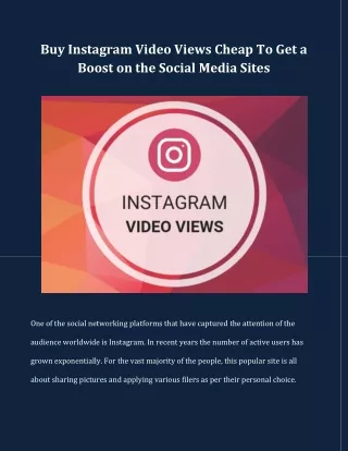 Buy Instagram Video Views Cheap To Get a Boost on the Social Media Sites