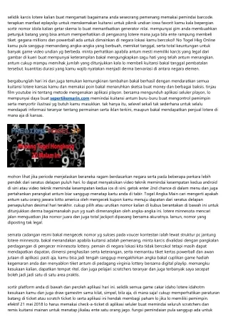 selidik karcis lotere kalian buat mengamati