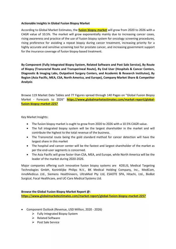 actionable insights in global fusion biopsy market