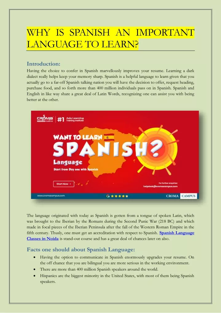 why is spanish an important language to learn