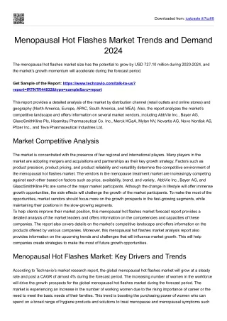 Menopausal Hot Flashes Market Growth 2024