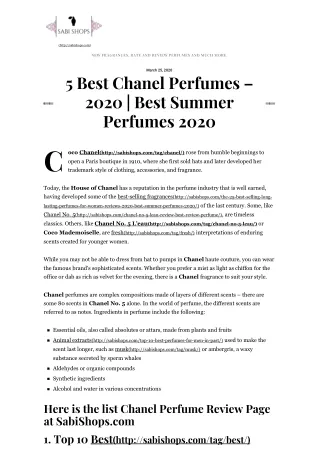 5 Best Chanel Perfumes – 2020 | Best Summer Perfumes 2020