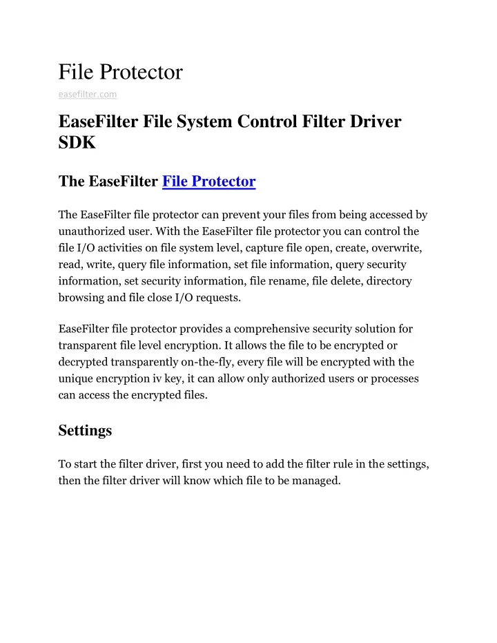 file protector easefilter com