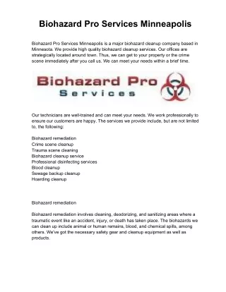 Biohazard Pro Minneapolis
