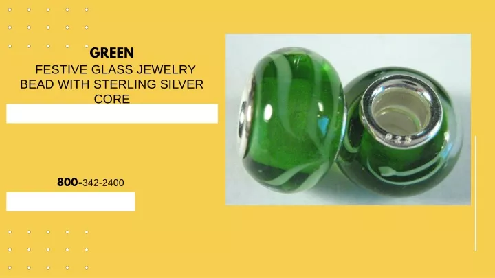 green festive glass jewelry bead with sterling