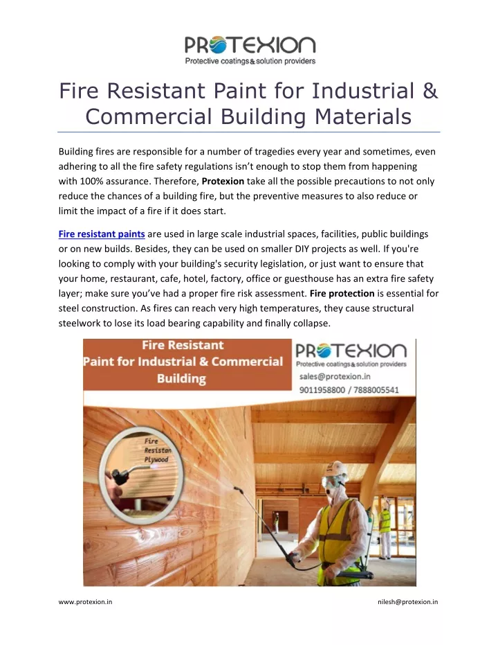 fire resistant paint for industrial commercial