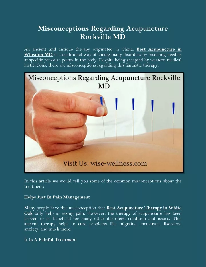 misconceptions regarding acupuncture rockville md