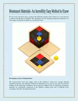 Montessori Materials- An Incredibly Easy Method to Know