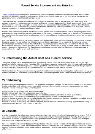 Funeral Service Expenses and Rates Checklist