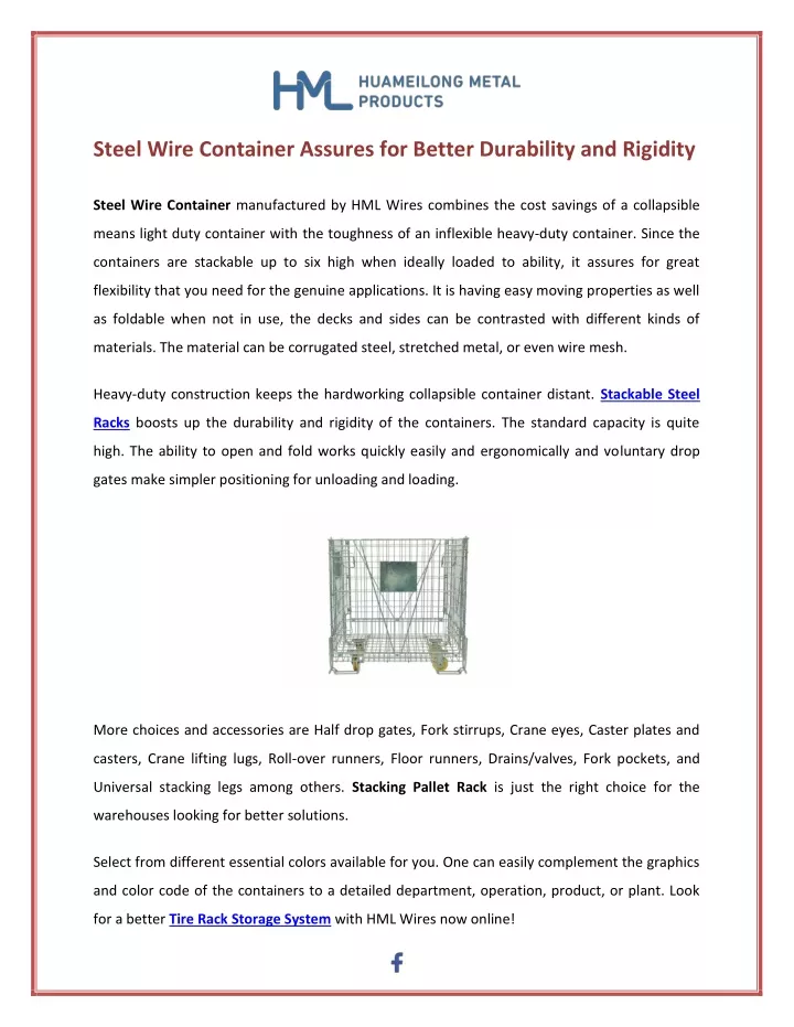steel wire container assures for better