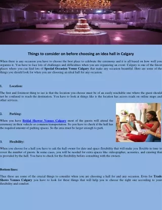Bridal Shower Venues Calgary